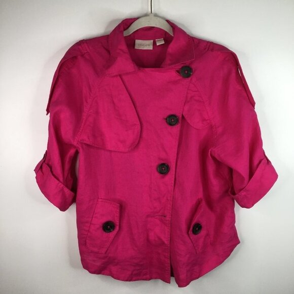 Chico's Women's Size 2 Linen Jacket Top - Picture 1 of 9